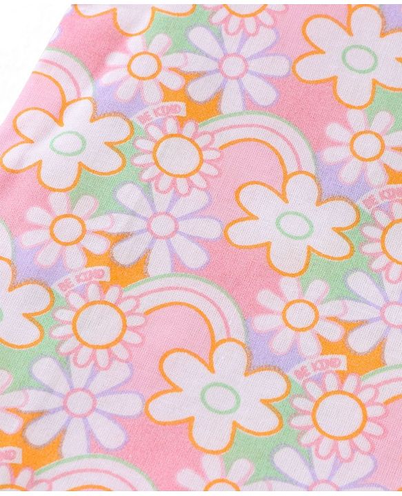 Babyhug Cotton Woven Sleeveless Vest & Pajama Set Floral Print - Pink