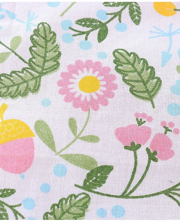 Babyhug Cotton Woven Sleeveless Vest & Pajama Set Floral Print - Pink