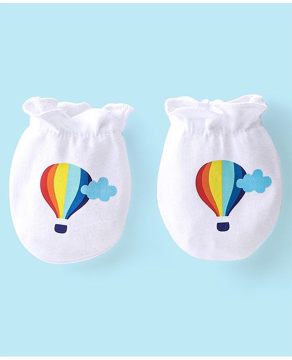 Babyhug 100% Cotton Knit Mittens Car Print Pack Of 3 - Multicolor