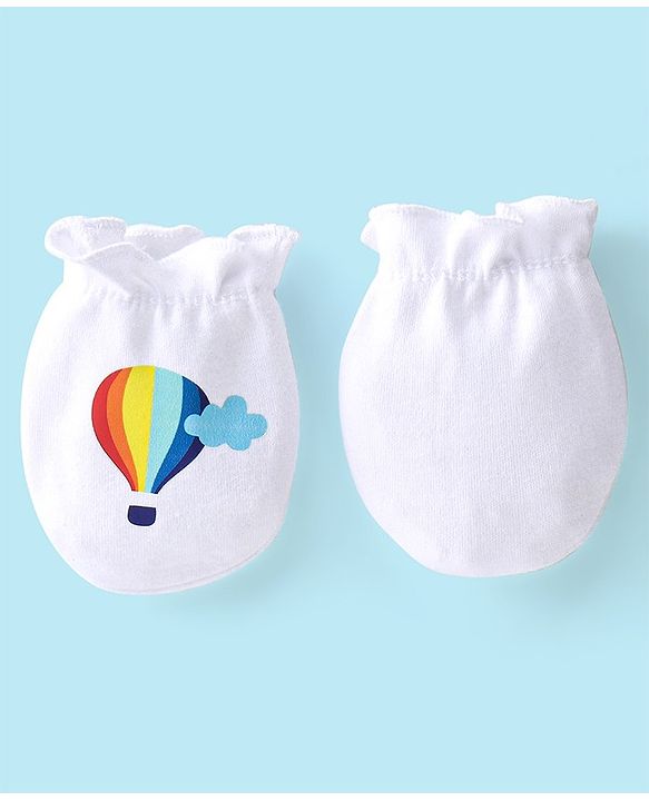 Babyhug 100% Cotton Knit Mittens Car Print Pack Of 3 - Multicolor