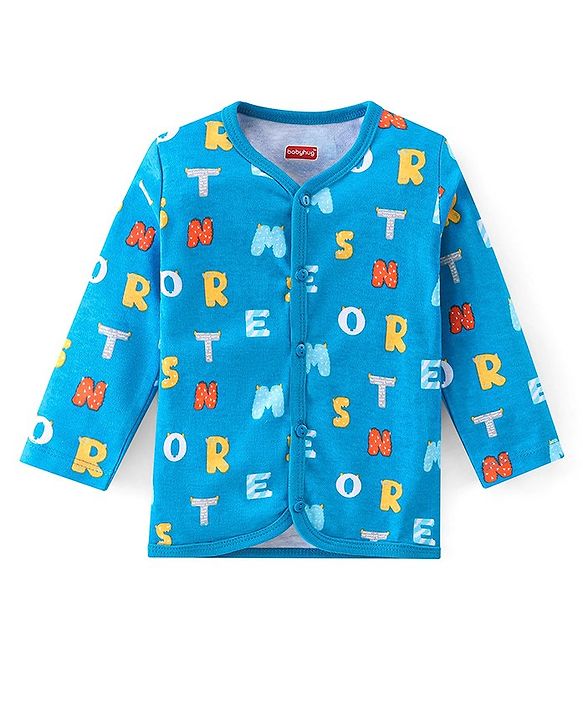 Babyhug 100% Cotton Full Sleeves Front Button Antibacterial Vest Dino Print Pack of 3 - Multicolour