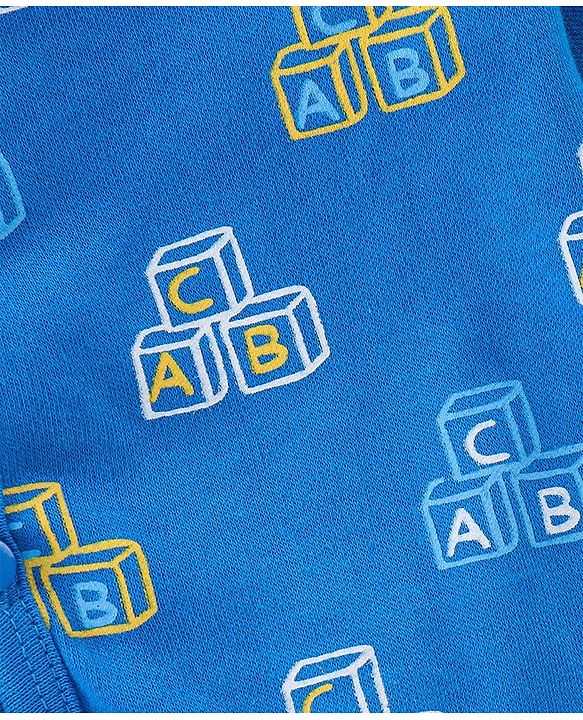 Babyhug 100% Cotton Knit Full Sleeves Striped & Text Printed Antibacterial Vests Pack of 3 - Blue & Yellow