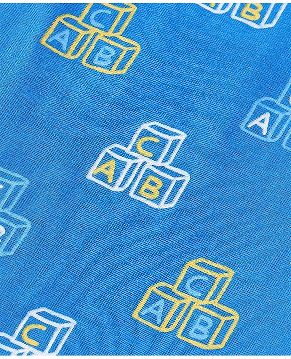 Babyhug 100% Cotton Anti Bacterial Sleeveless Sando With Alphabet Print Pack of 3 - Yellow & Blue