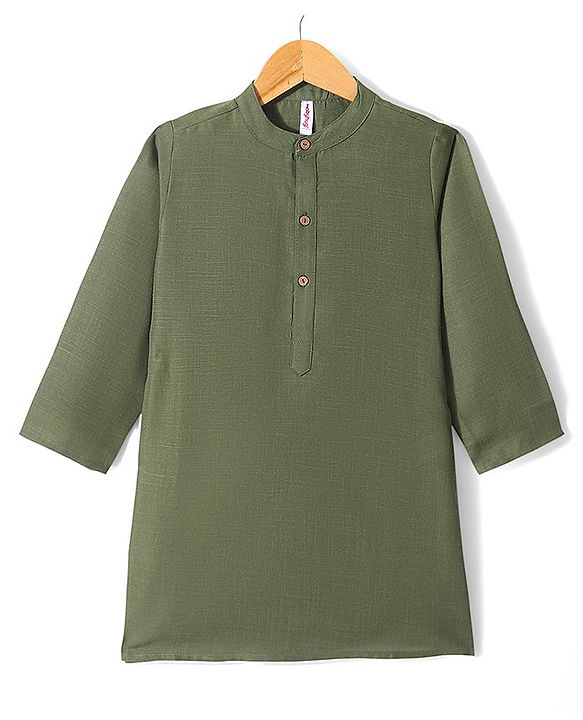 Babyhug 100% Cotton Woven Full Sleeves Kurta & Pyjama Set With Ikat Print Jacket - Green