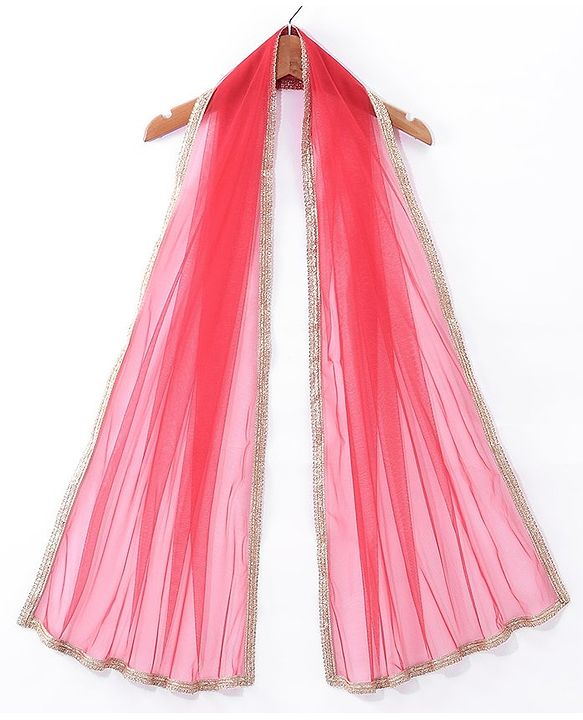 Babyhug Woven Sleeveless Sequenced Choli With Embroidered Lehenga And Dupatta - Red