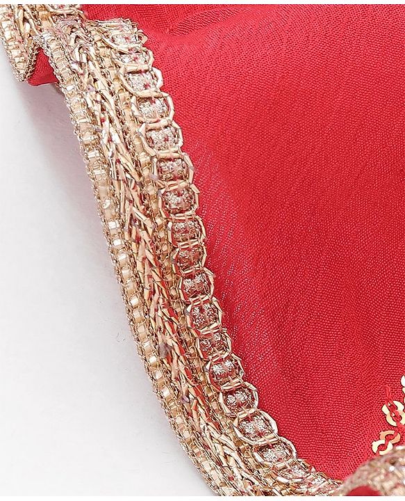 Babyhug Woven Sleeveless Sequenced Choli With Embroidered Lehenga And Dupatta - Red