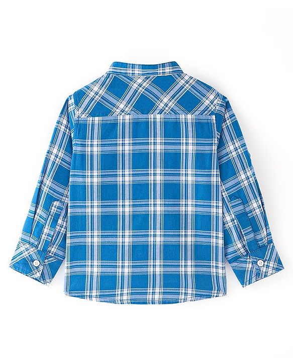 Babyhug Woven Full Sleeves Kurta Shirt Checkered - Blue