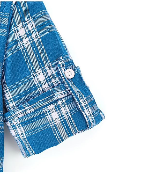 Babyhug Woven Full Sleeves Kurta Shirt Checkered - Blue