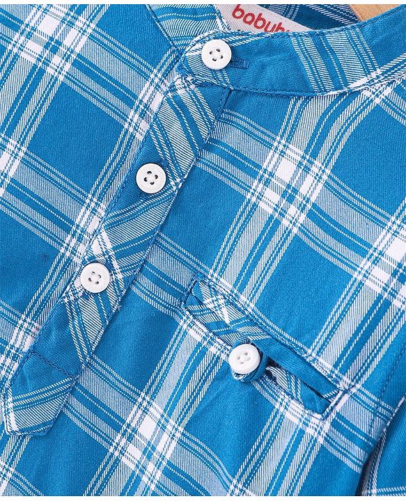 Babyhug Woven Full Sleeves Kurta Shirt Checkered - Blue