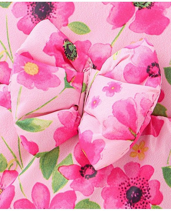 Babyhug 100% Cotton Full Sleeves Hooded Quilted  Jacket With Floral Print - Pink