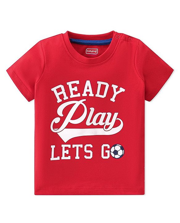 Babyhug Cotton Knit Full Sleeves Hooded Jacket with T-Shirt & Lounge Pant - Blue & Red