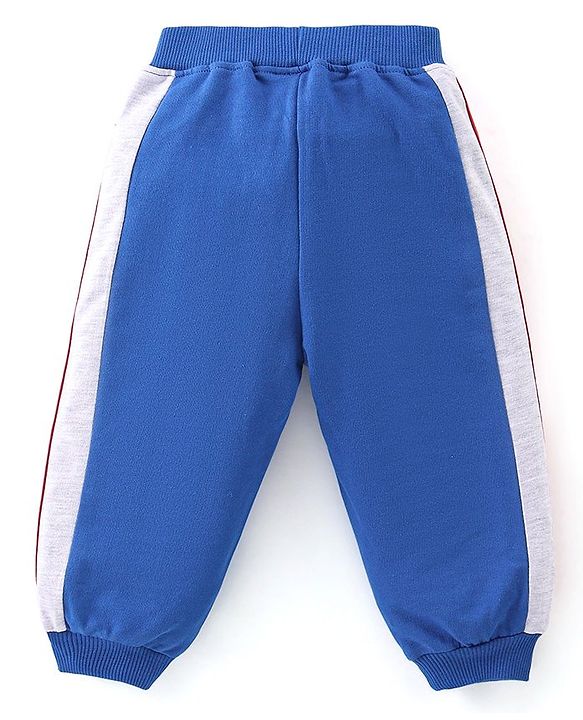 Babyhug Cotton Knit Full Sleeves Hooded Jacket with T-Shirt & Lounge Pant - Blue & Red