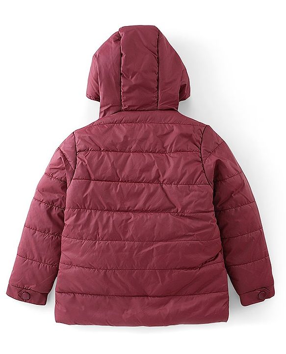 Pine Kids Full Sleeves Cut & Sew Medium Winter Hooded Jacket - Maroon