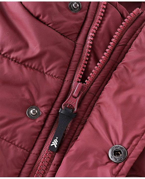 Pine Kids Full Sleeves Cut & Sew Medium Winter Hooded Jacket - Maroon