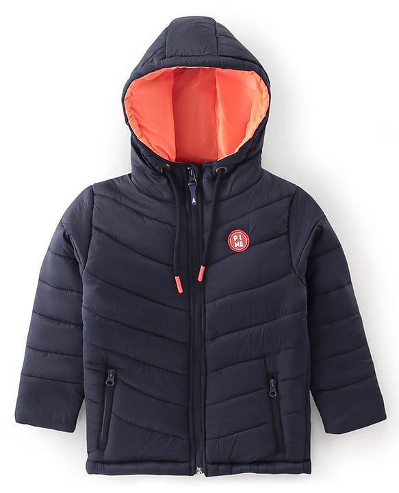 Pine Kids Full Sleeves Cut and Sew Medium Winter Jacket Solid Colour- Blue