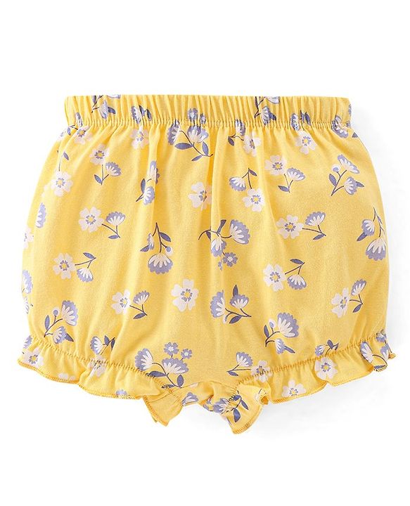 Babyhug 100% Cotton Knit Floral Print Bloomers Pack of 3 - Multicolour