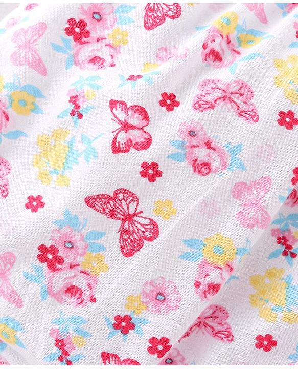 Babyhug 100% Cotton Knit Bloomers Butterfly Print Pack of 3 - Pink & White