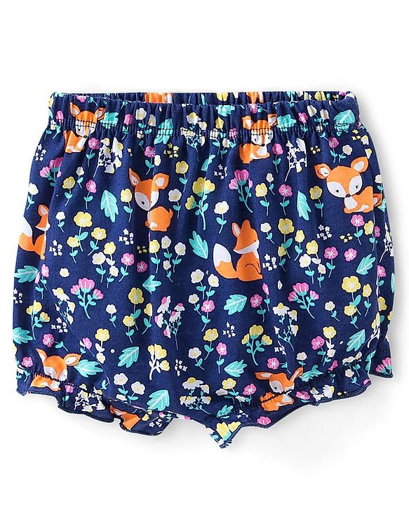 Babyhug 100% Cotton Bloomers Fox & Floral Print Pack of 3- Blue Yellow & Pink