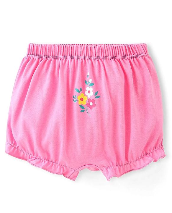 Babyhug 100% Cotton Bloomers Fox & Floral Print Pack of 3- Blue Yellow & Pink