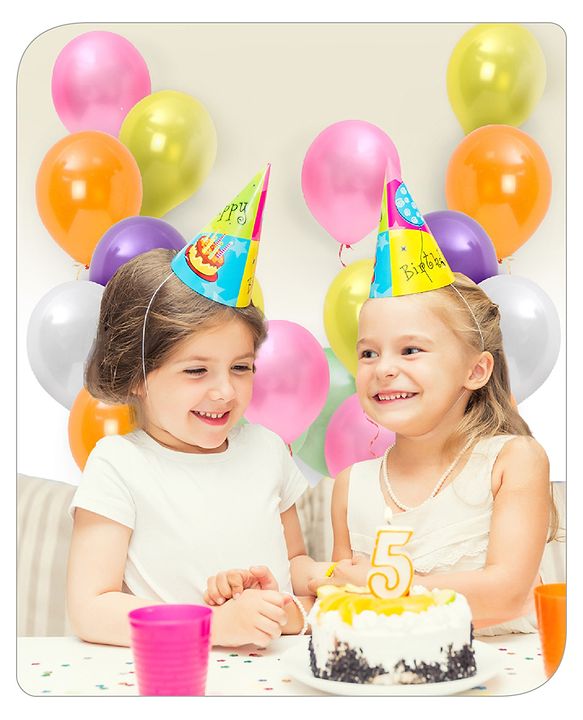 Babyhug Metallic Balloons with Ribbons Pack of 53 (Colour & Print May Vary)