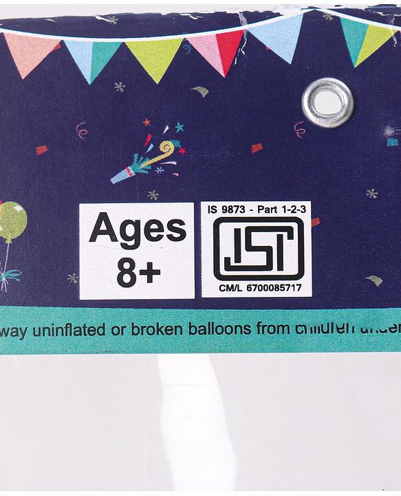 Babyhug Metallic Balloons with Ribbons Pack of 53 (Colour & Print May Vary)