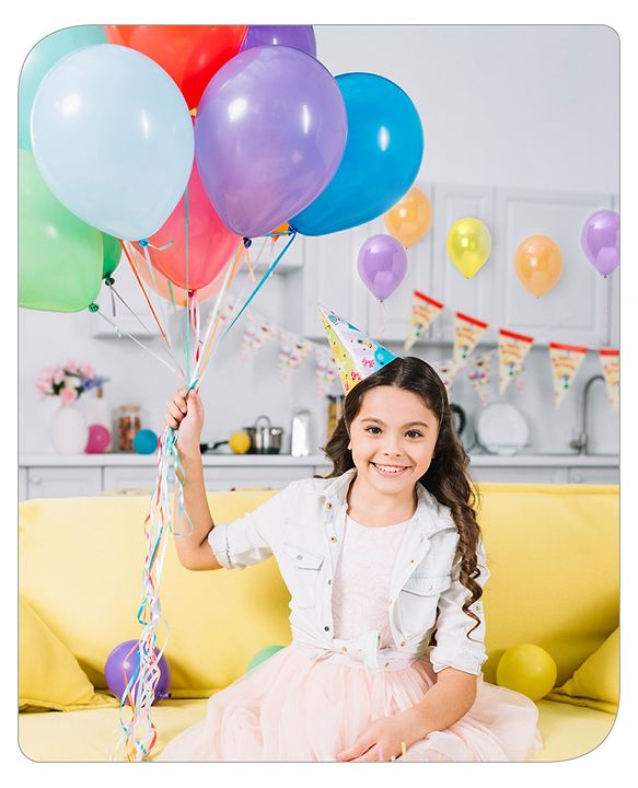 Babyhug Metallic Balloons with Ribbons Pack of 53 (Colour & Print May Vary)