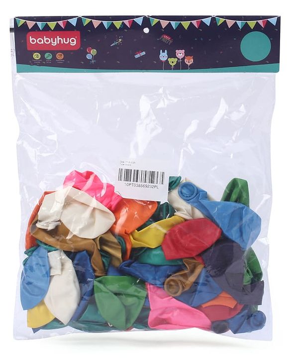 Babyhug Metallic Balloons with Ribbons Pack of 53 (Colour & Print May Vary)