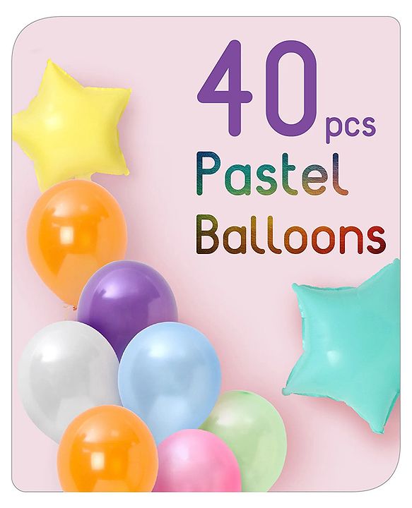 Babyhug Pastel Theme Birthday Decor Kit - Pack of 68 - Multicolour | Elegant Setup for Special Occasions