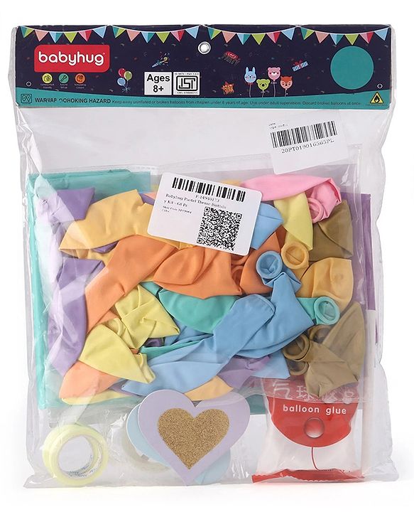Babyhug Pastel Theme Birthday Decor Kit - Pack of 68 - Multicolour | Elegant Setup for Special Occasions