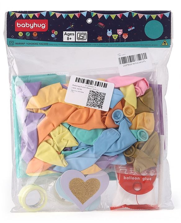Babyhug Pastel Theme Birthday Decor Kit - Pack of 68 - Multicolour | Elegant Setup for Special Occasions