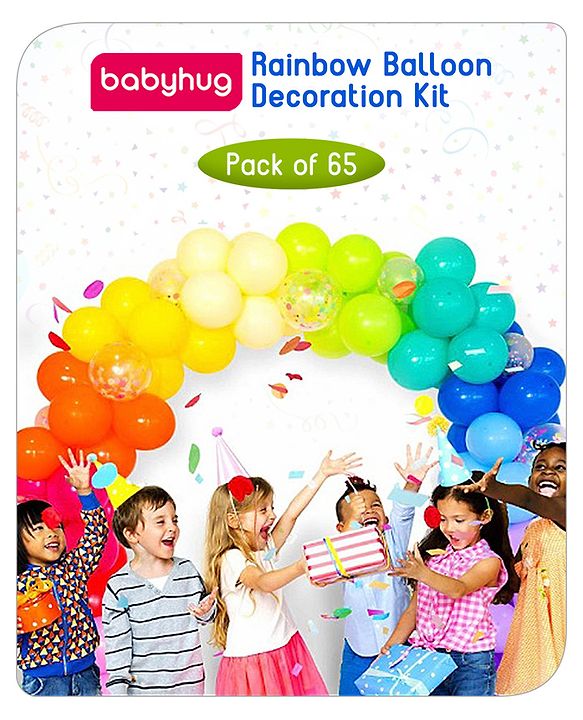 Babyhug Rainbow Balloon Decor Kit Multicolor - Pack of 65
