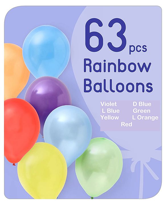 Babyhug Rainbow Balloon Decor Kit Multicolor - Pack of 65