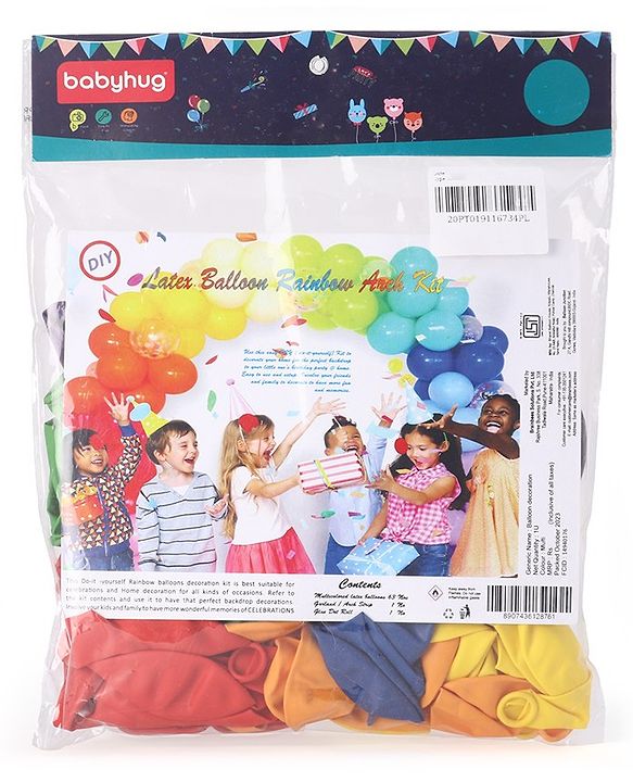 Babyhug Rainbow Balloon Decor Kit Multicolor - Pack of 65