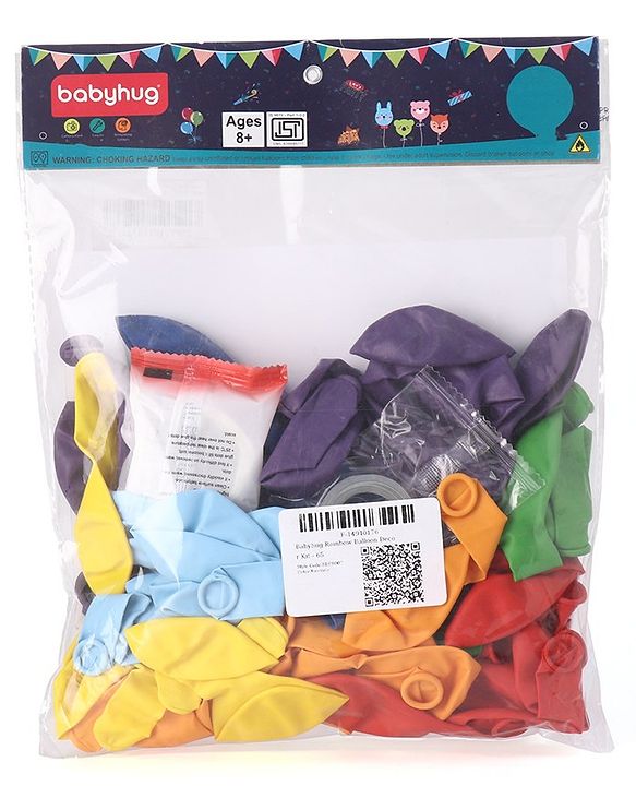 Babyhug Rainbow Balloon Decor Kit Multicolor - Pack of 65