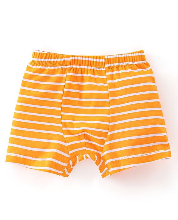 Babyhug 100% Cotton Trunk Striped & Car Print Pack Of 3 - Orange Yellow & Blue