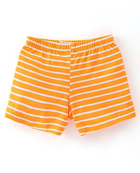 Babyhug 100% Cotton Trunk Striped & Car Print Pack Of 3 - Orange Yellow & Blue