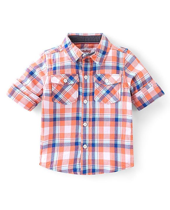 Babyhug Full Sleeves Checkered Shirt & Jeans - Multicolor & Blue