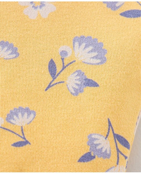 Babyhug 100% Cotton Caps Floral Print Pack of 2  Purple & Yellow - Diameter 11.5 Cm