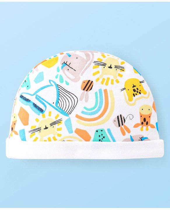 Babyhug 100% Cotton Knit Cap Animal Print - Multicolor