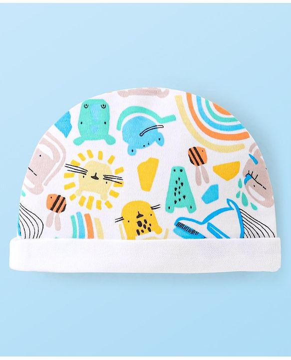 Babyhug 100% Cotton Knit Cap Animal Print - Multicolor