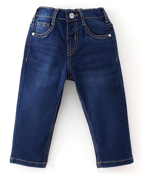 Babyhug 100% Cotton Knit Full Sleeves Shirt & Jeans Checkered - Yellow & Blue