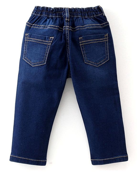 Babyhug 100% Cotton Knit Full Sleeves Shirt & Jeans Checkered - Yellow & Blue