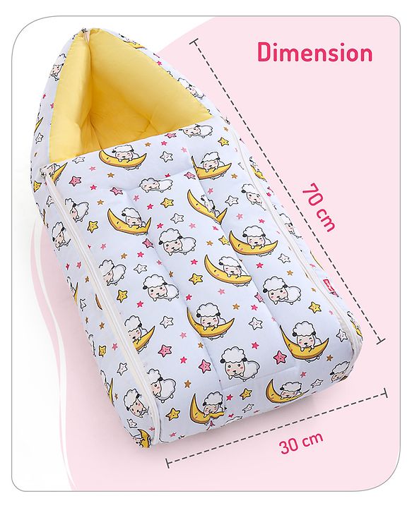 Babyhug 100% Cotton Sleeping Bag Cum Carry Nest Sheep On the Moon Print- Light Blue