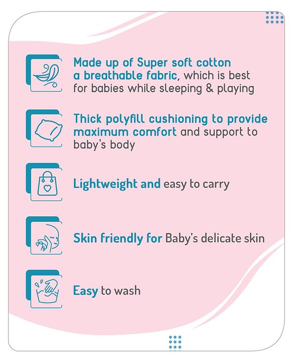 Babyhug 100% Cotton Bedding Set with Neck Pillow And Bolsters Set Cloud Rainbow Print - Blue