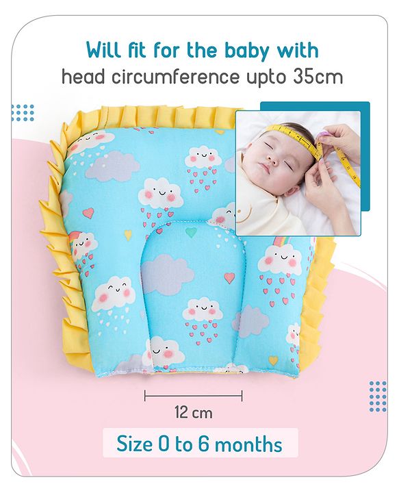 Babyhug 100% Cotton Bedding Set with Neck Pillow And Bolsters Set Cloud Rainbow Print - Blue