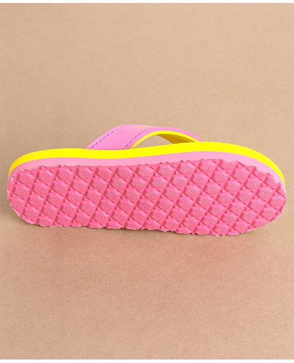 Cute Walk by Babyhug Slip On Flip Flops Kitty Print- Yellow & Pink