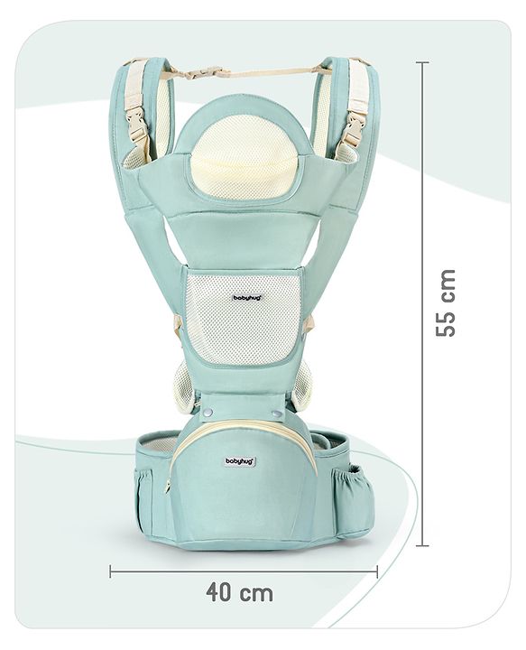 Babyhug Delight Cotton Hip Seat Cum Baby Carrier- Green