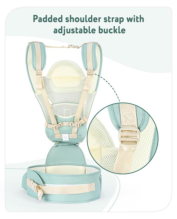Babyhug Delight Cotton Hip Seat Cum Baby Carrier- Green