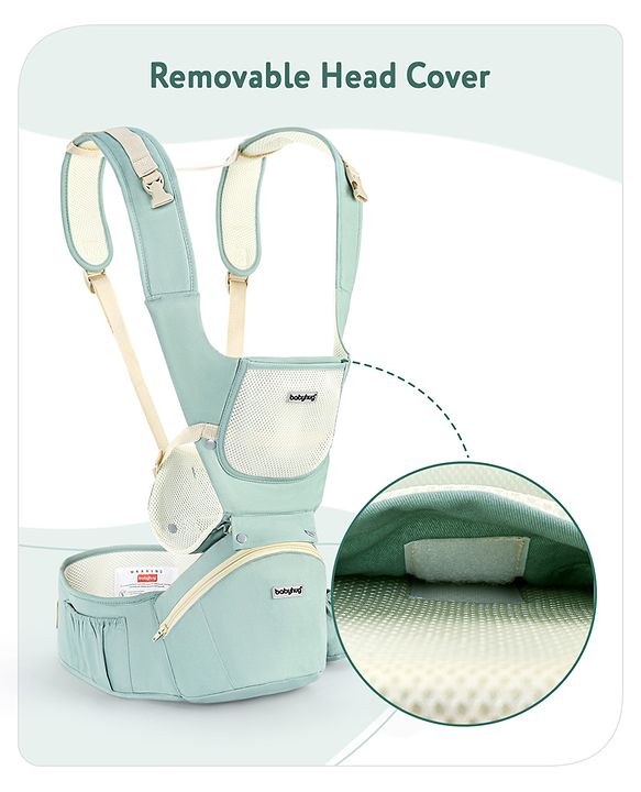Babyhug Delight Cotton Hip Seat Cum Baby Carrier- Green