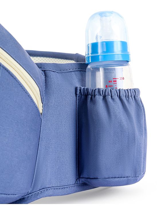 Babyhug Delight Cotton Hip Seat Cum Baby Carrier- Blue| Detachable Hipseat| Padded Shoulder Strap| Even Weight Distribution| Breathable Fabric| Gifting Option for Boys and Girls| EN Certified